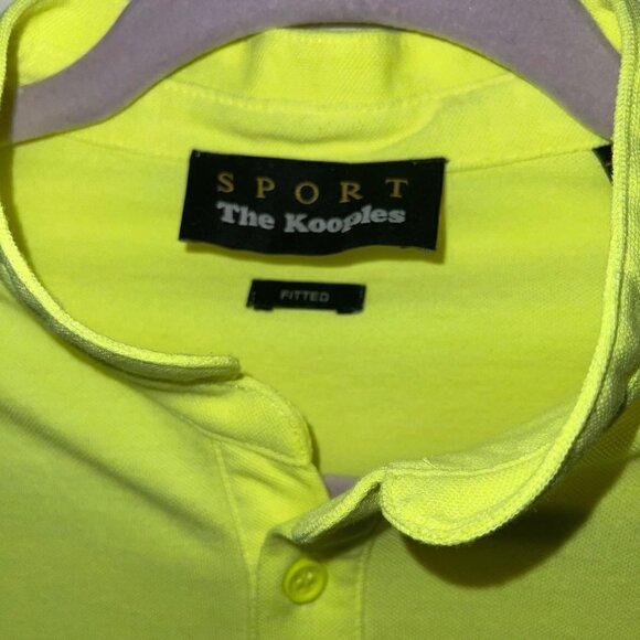 The Kooples Sport Mens Golf Polo Shirt Size Medium Neon Yellow Slim Fit Cotton - Picture 4 of 8
